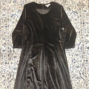 Coldwater Creek Black Velvet Maxi Dress Womens M Soft Glam Gothic Romantic